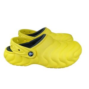Crocs Classic Lined Overpuff Clog Mens 7 9 Cyber Yellow Comfort Slip Sandal Shoe